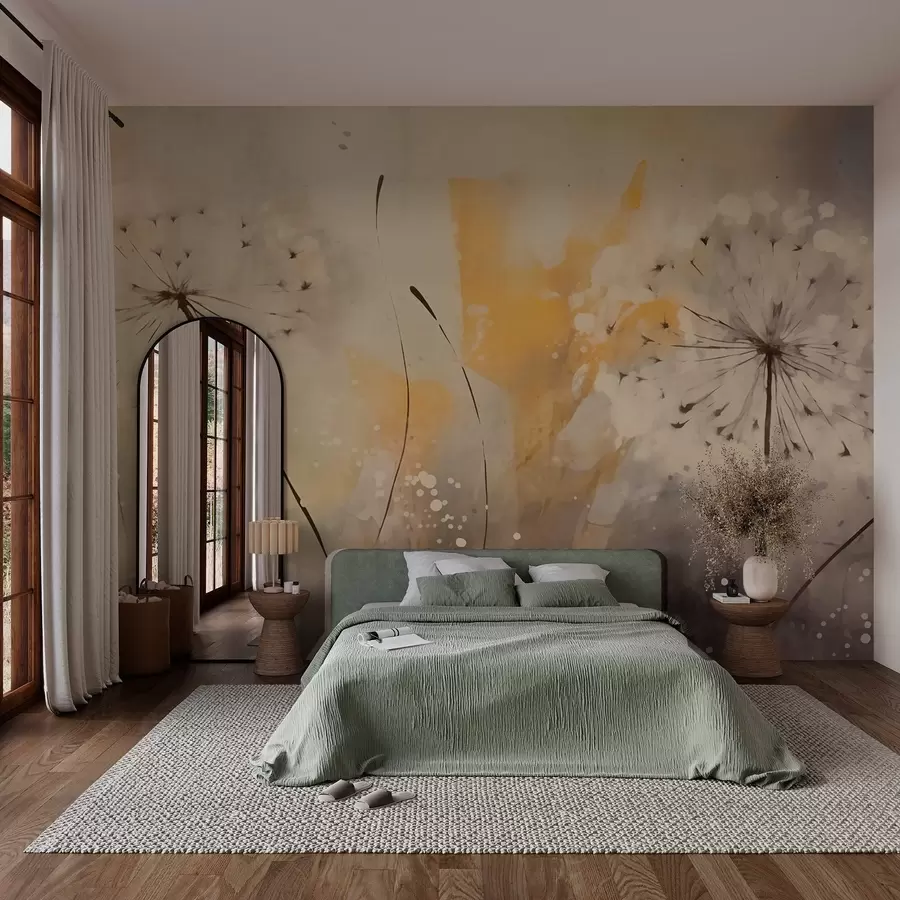 murales de pared Dientes de león difuminados en colores pastel w02699