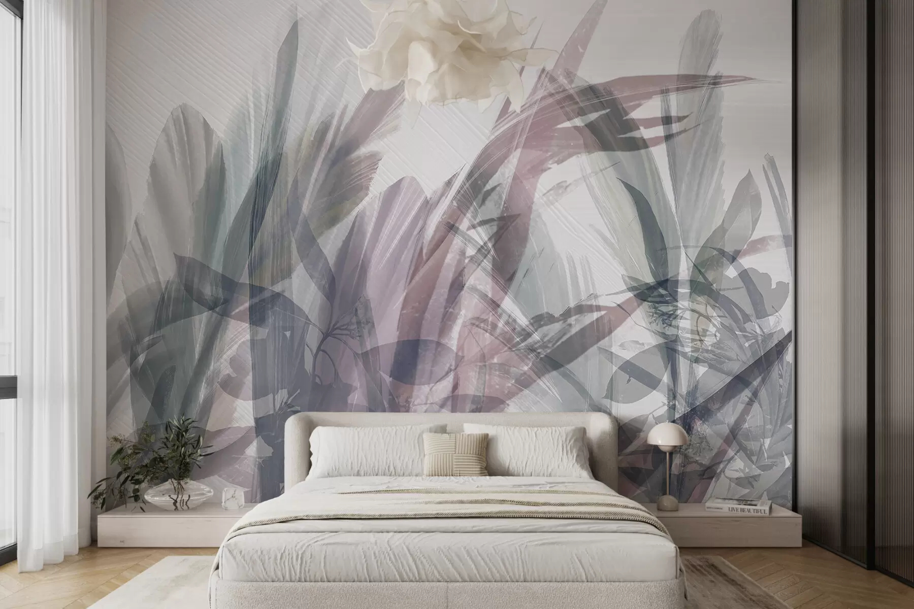 murales de pared Suave follaje en tonos suaves w00798v1