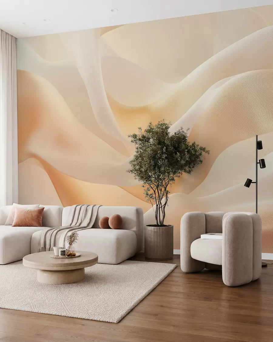 murales de pared Pliegues de seda en luz miel w02765
