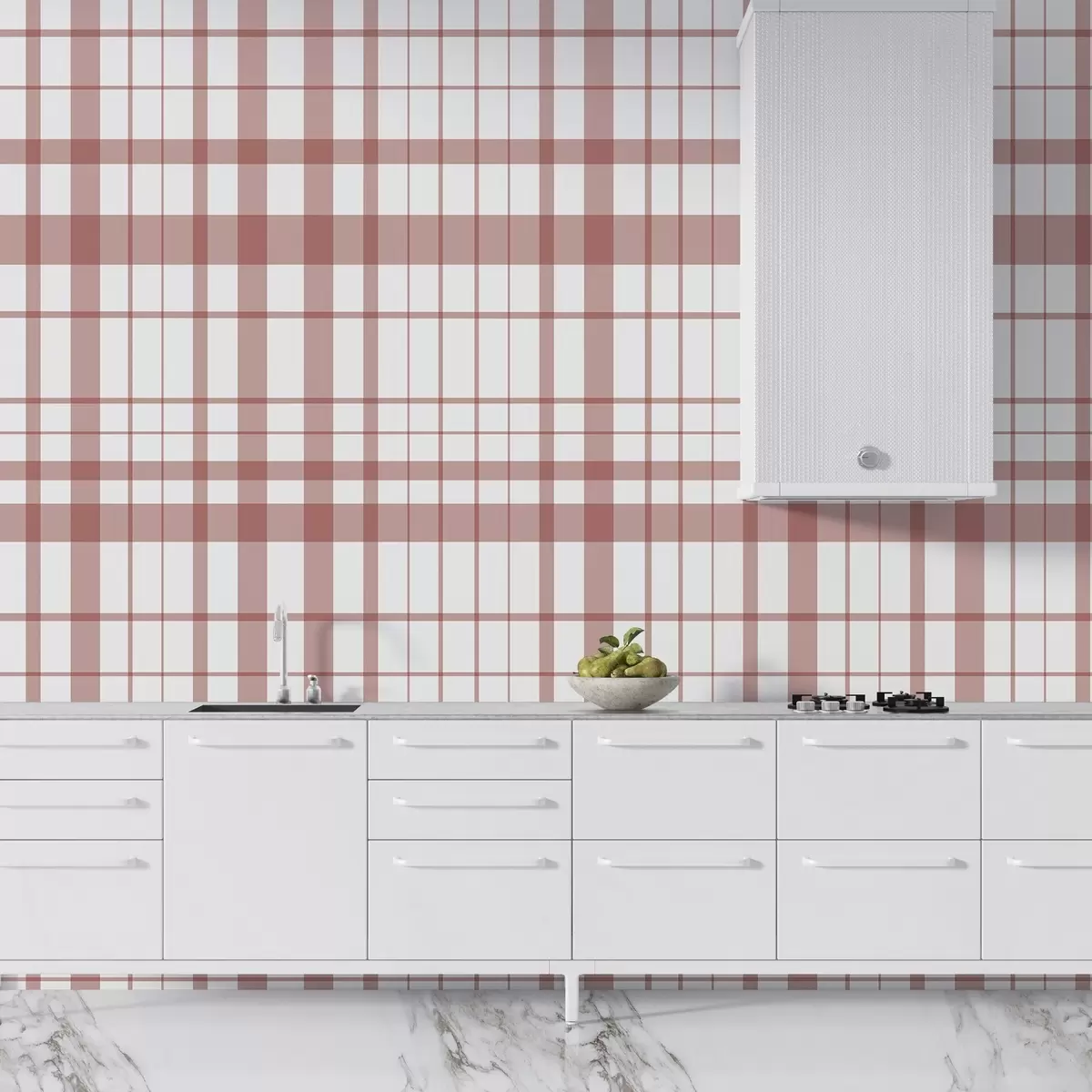 murales de pared Diseño minimalista a cuadros con líneas finas y rojas sobre fondo blanco, austeridad geométrica. w02852v2