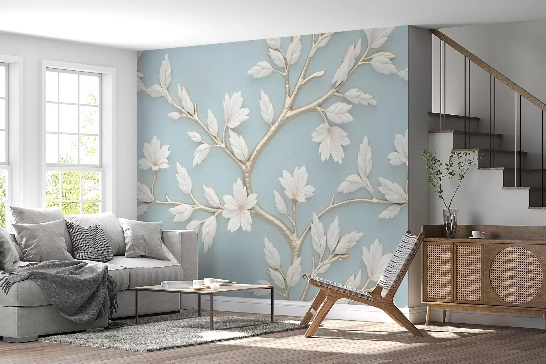 murales de pared Una rama en flor pintada al óleo w02842