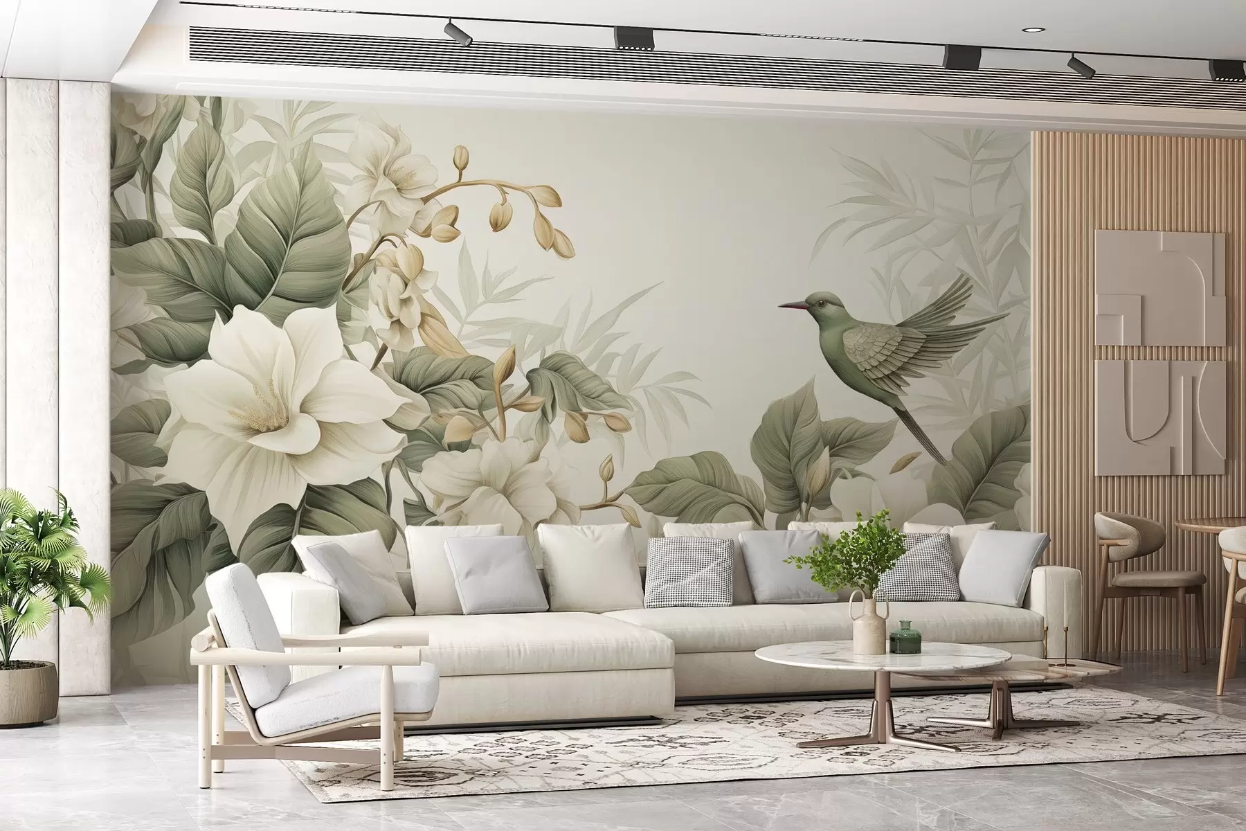 murales de pared Paisaje tropical con flores w02844