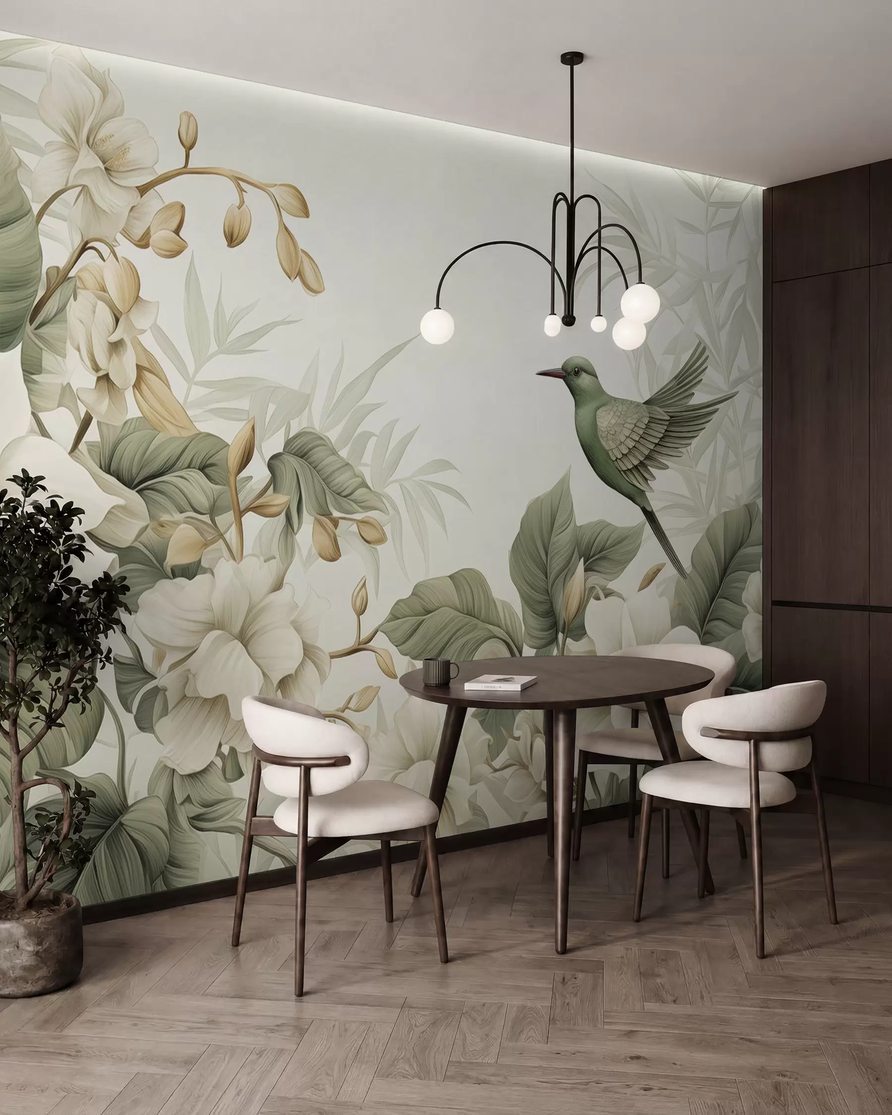 murales de pared Paisaje tropical con flores w02844
