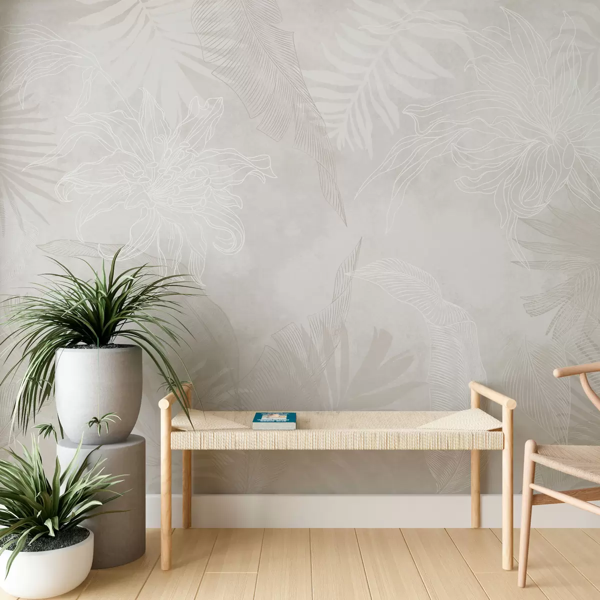 murales de pared Follaje tropical con efecto grunge w02737v1