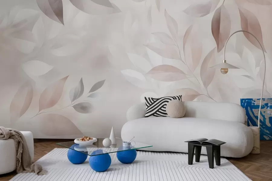 murales de pared Delicado follaje en colores pastel w02770