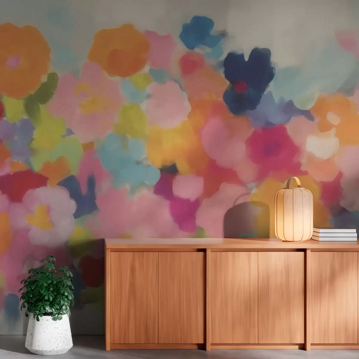 murales de pared Abstracción de flores de colores w02883