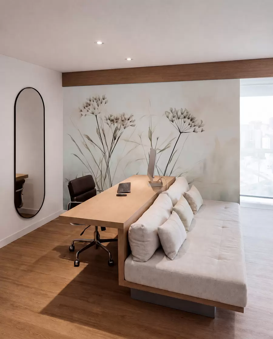 murales de pared Hierbas en estilo acuarela borrosa w02920