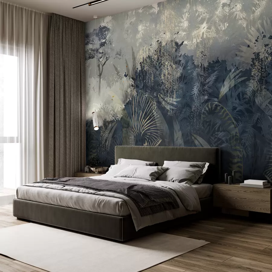 murales de pared África mágica con selva tropical y elementos vectoriales w02643