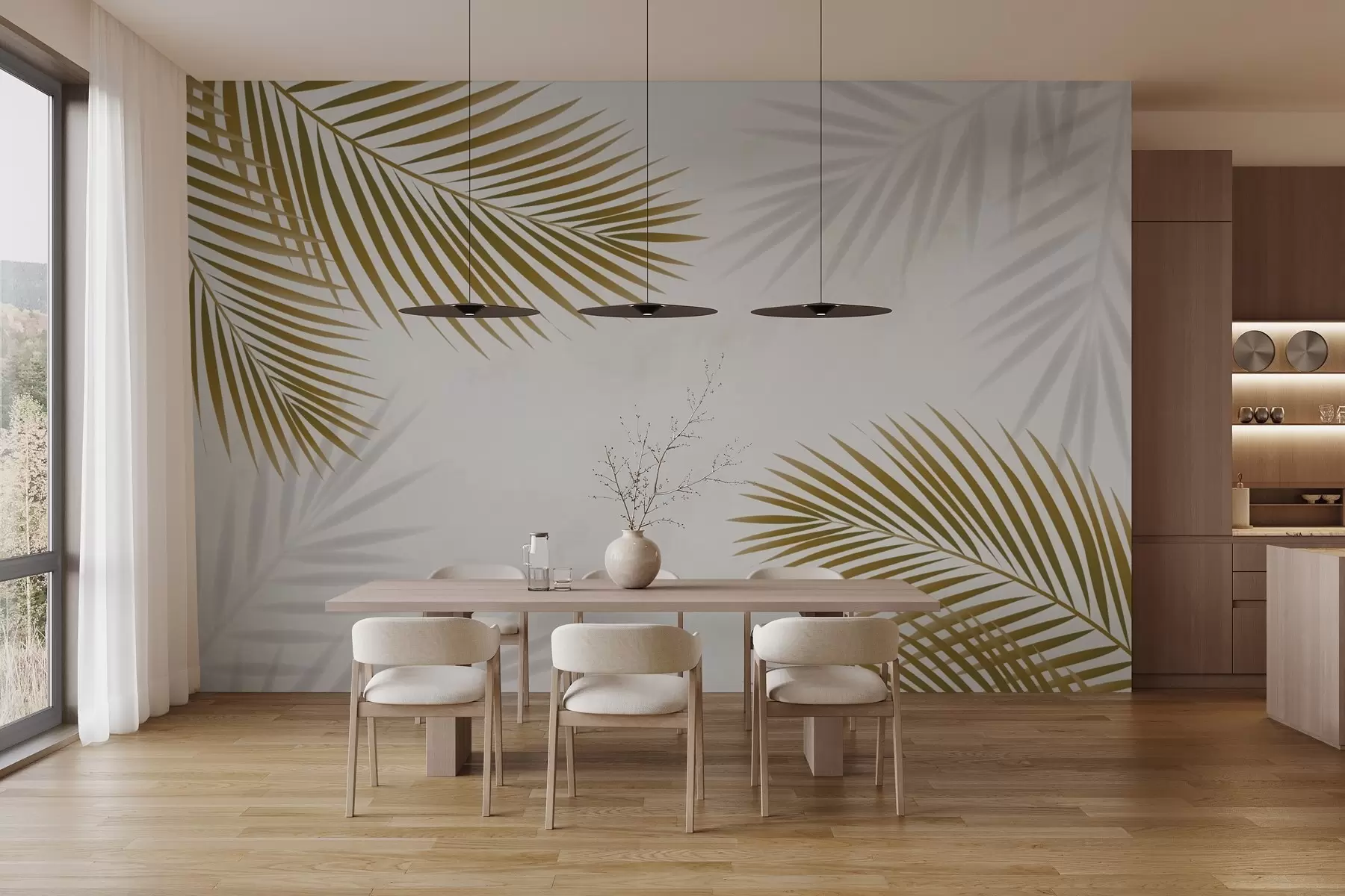 murales de pared Hojas de palmera marrones w02962