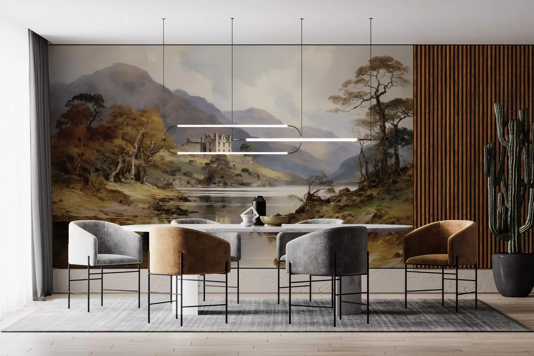 murales de pared Vista en acuarela de las montañas w02975