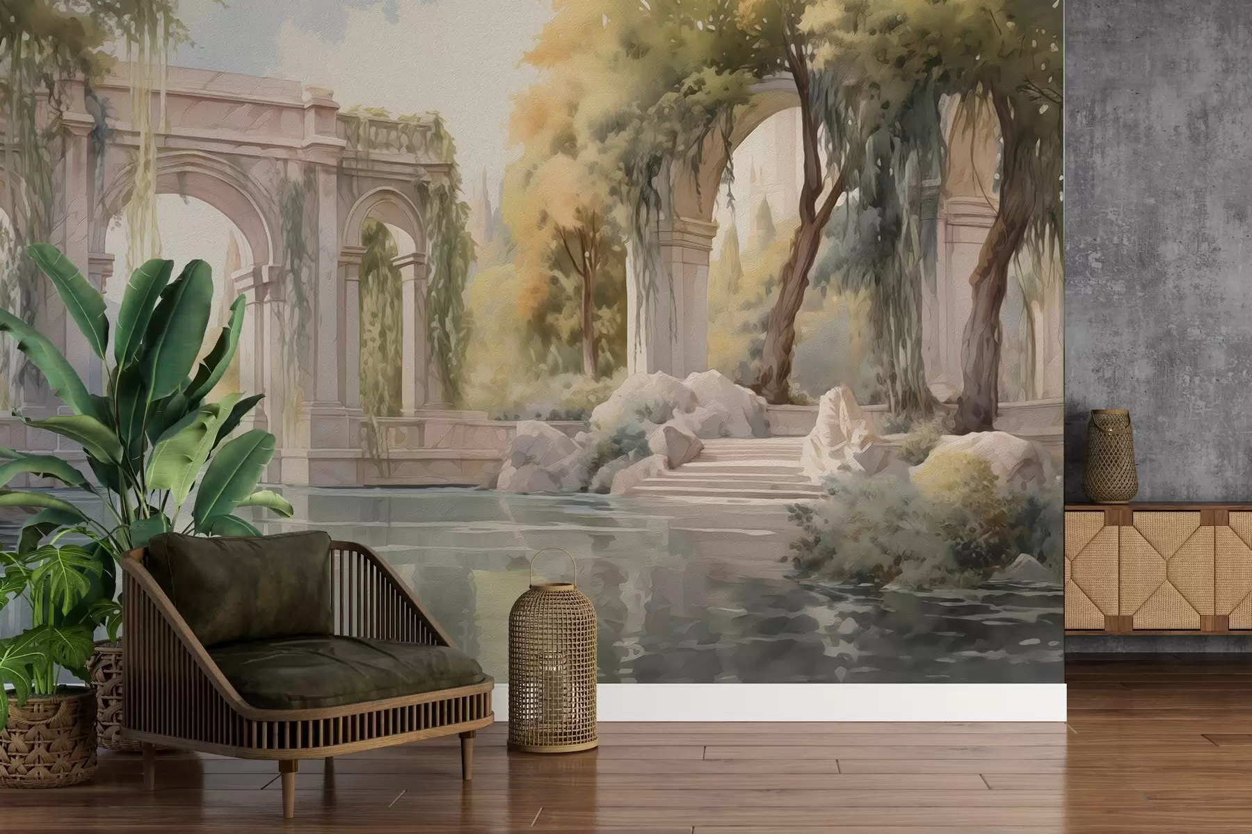 murales de pared Paisaje pintado al óleo w02989