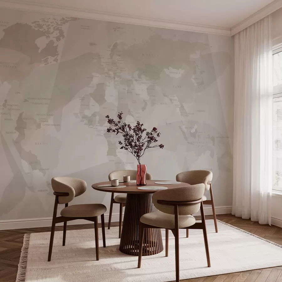 murales de pared Geometría del mapa mundial ballenas w03007v3