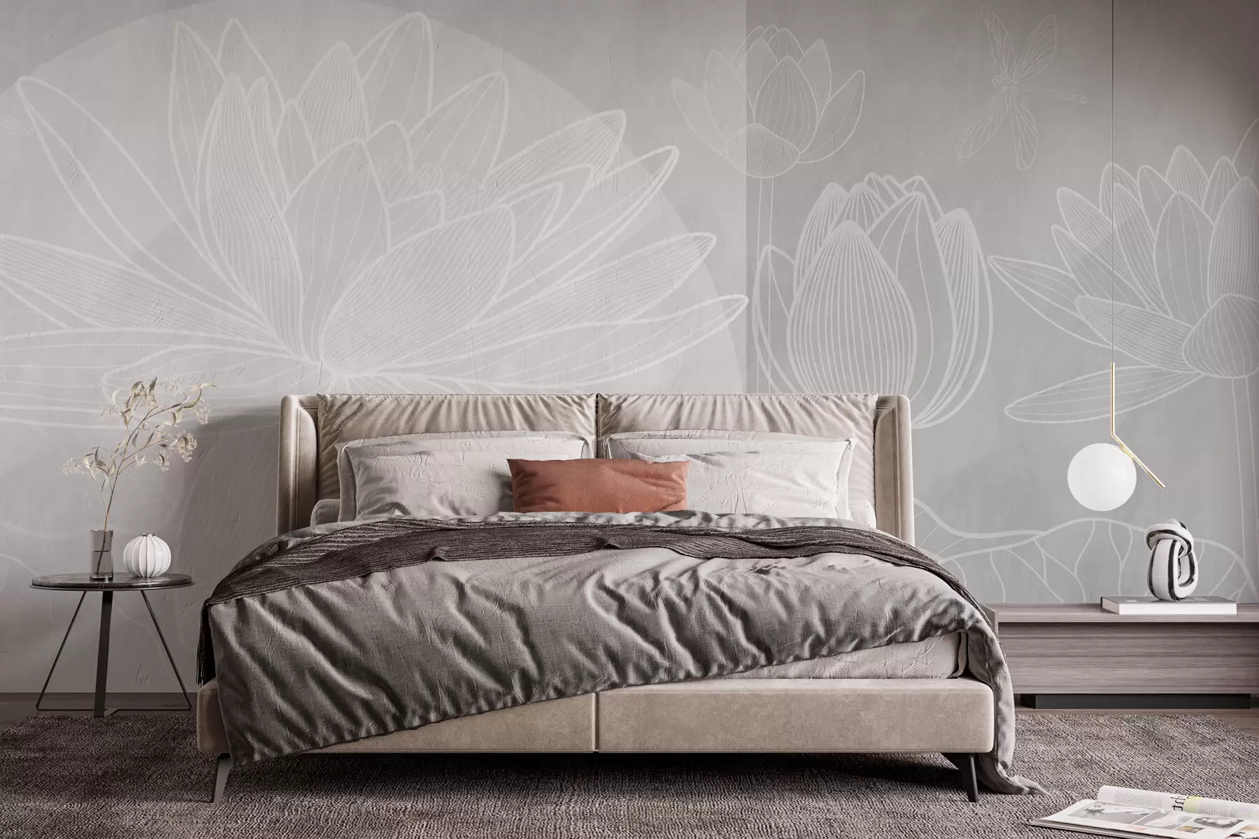 murales de pared Flores de loto y geometría w03005v1