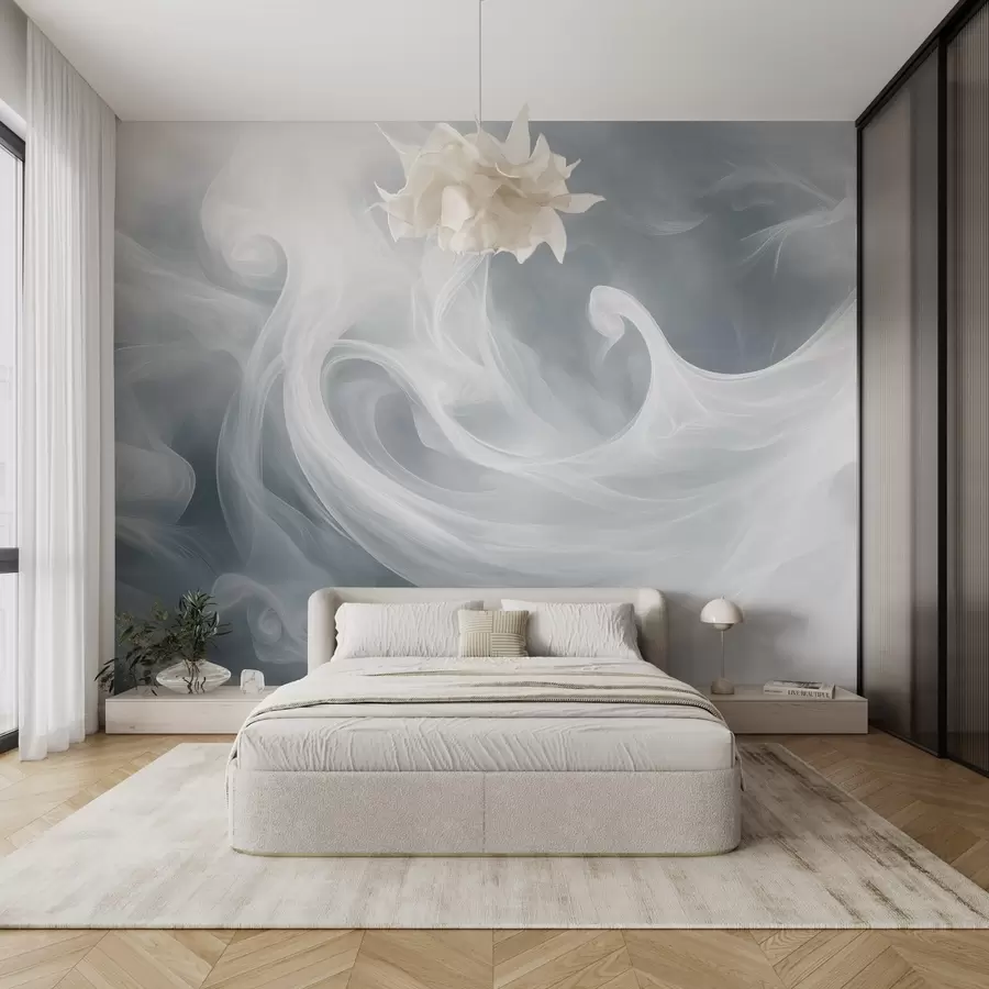 murales de pared Abstracción de humo en tonos azules w08708