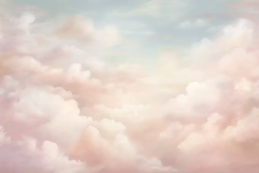 murales de pared Suaves nubes pastel en tonos rosa, crema y azul w03047