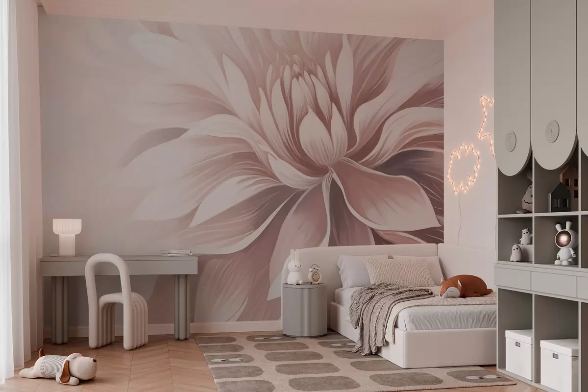 murales de pared Flor rosa de moda en niebla ligera w03128