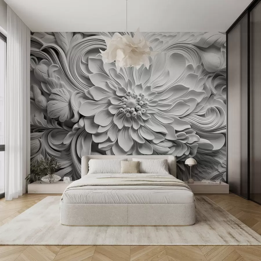 murales de pared Imitación de moldura, flores grandes w08790