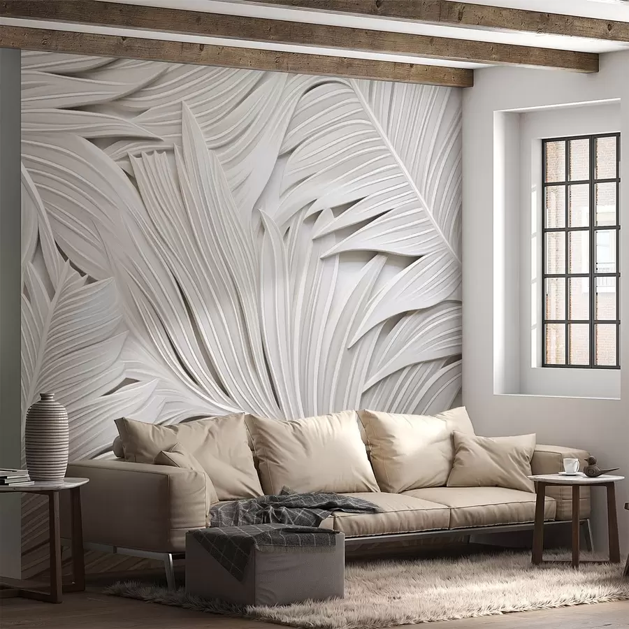 murales de pared Imitación de molduras, grandes ramas de plantas tropicales w08795