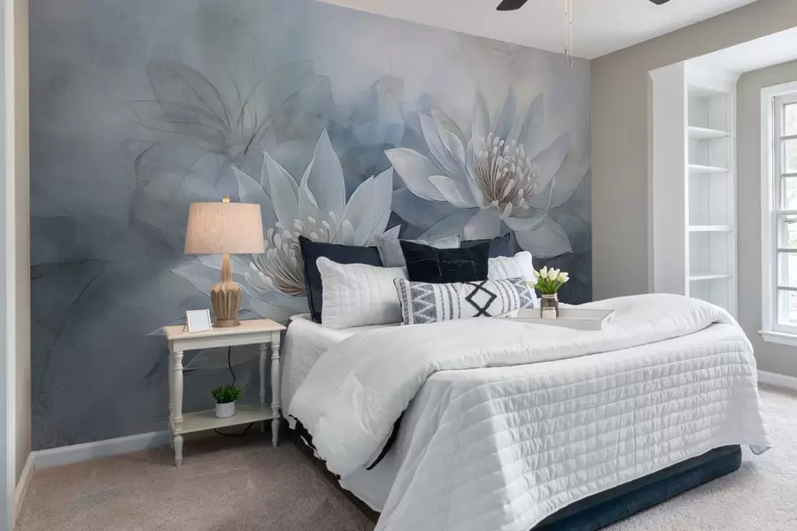 murales de pared Par de flores de acuarela sobre pared grunge w03188