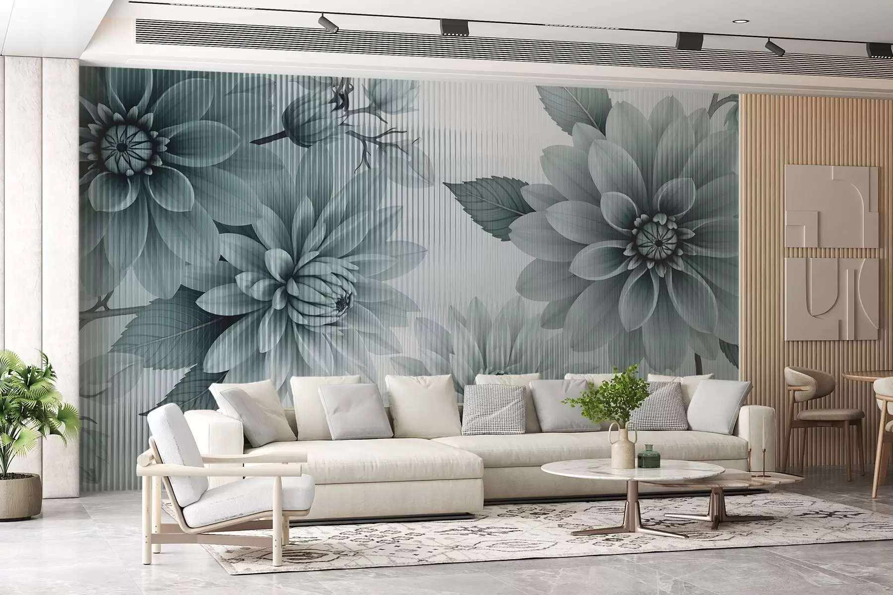 murales de pared Flores grandes detrás de un cristal w03197v2