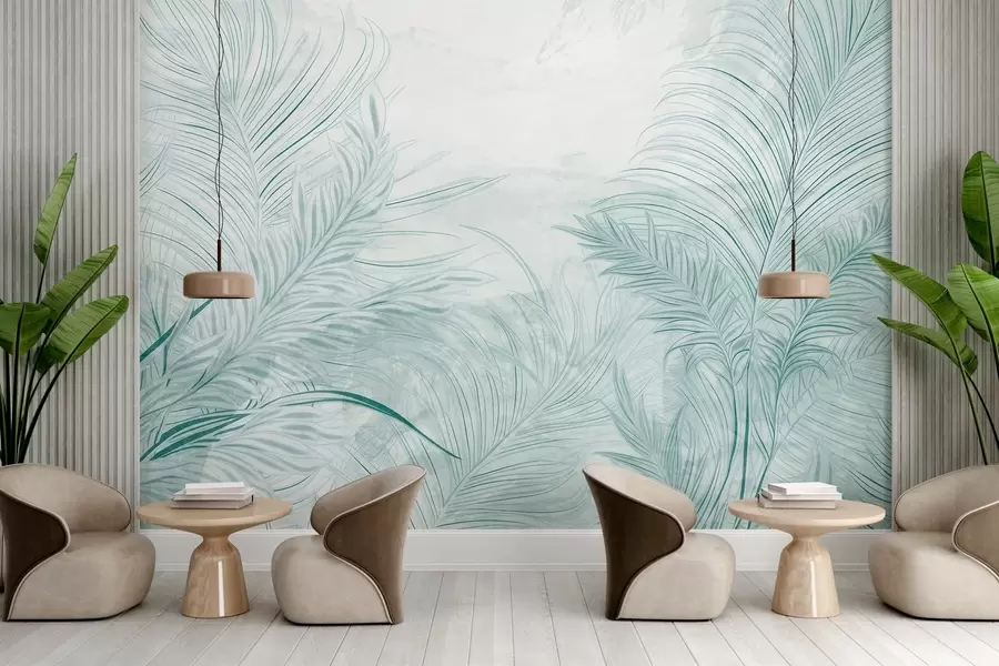 murales de pared Elegantes hojas grunge w03207v2