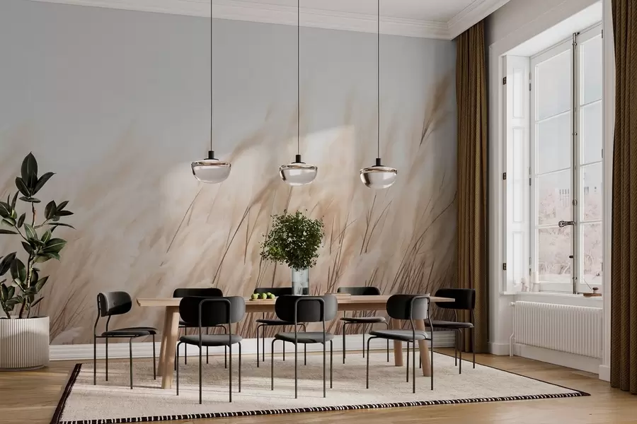 murales de pared Espiguillas en colores beige pastel w03244