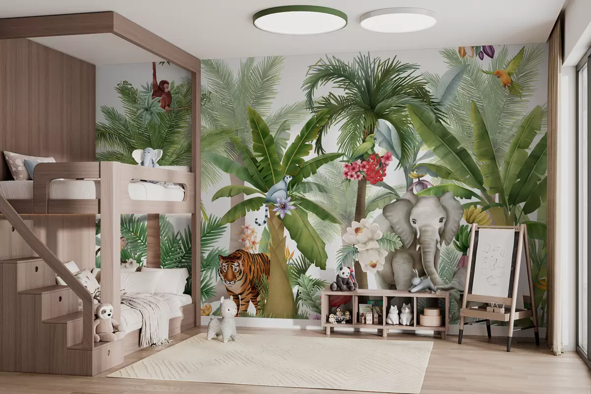 murales de pared Animales de la selva y tropicales w03225v2