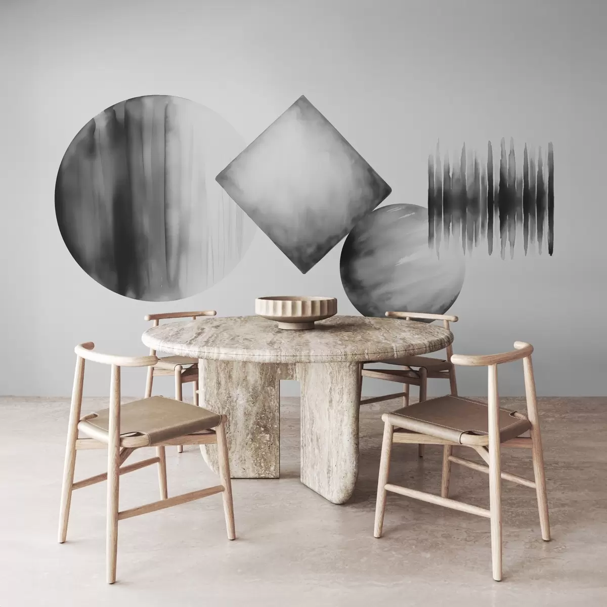 murales de pared Formas geométricas abstractas imitación acuarela w03183