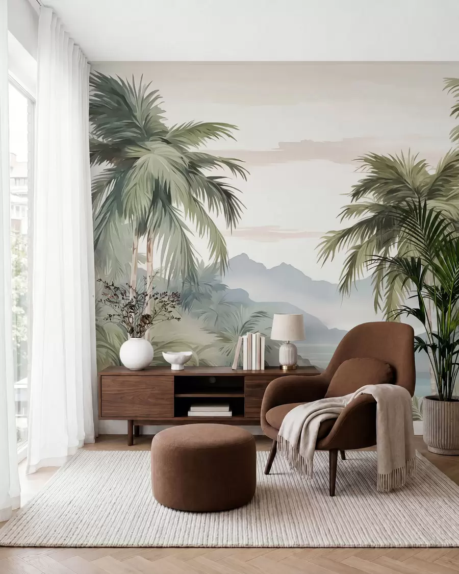 murales de pared Acuarela imitación palmeras w03267