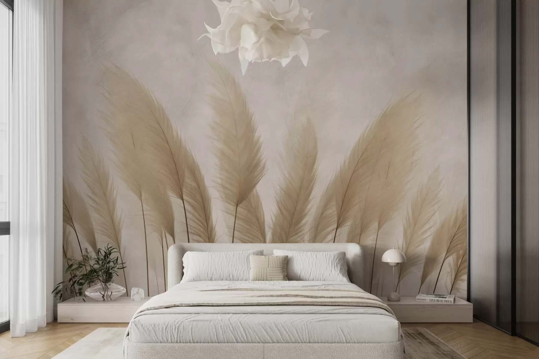 murales de pared Plantas altas sobre fondo beige claro w08857