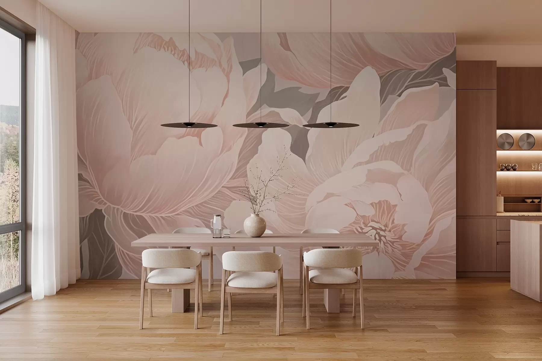 murales de pared Delicadas peonías w03273