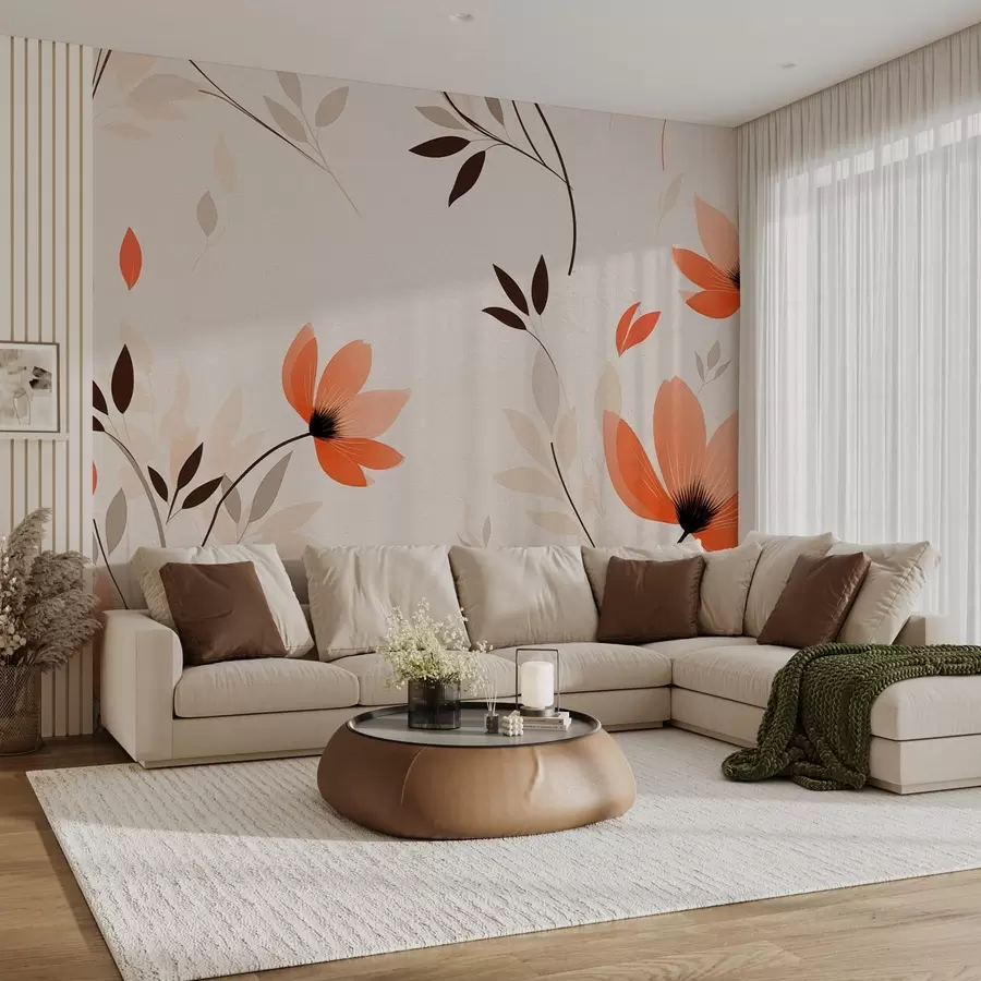 murales de pared Un estampado floral minimalista w08850