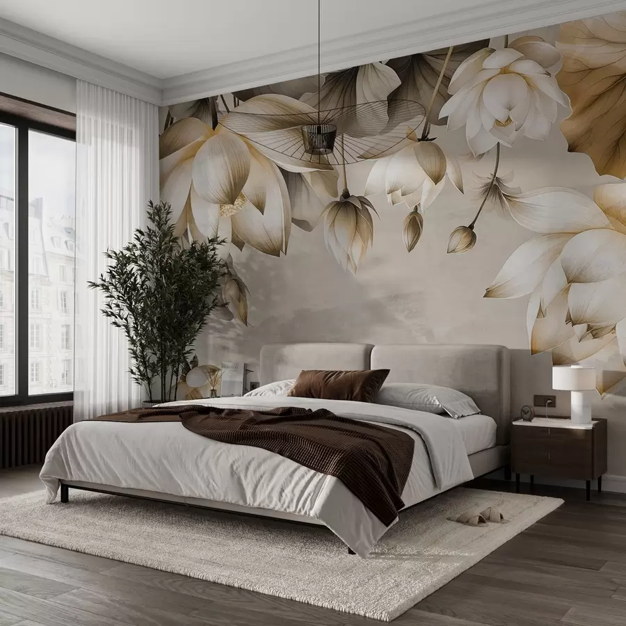 murales de pared Exuberante ramo de lotos colgando desde arriba w03340v2