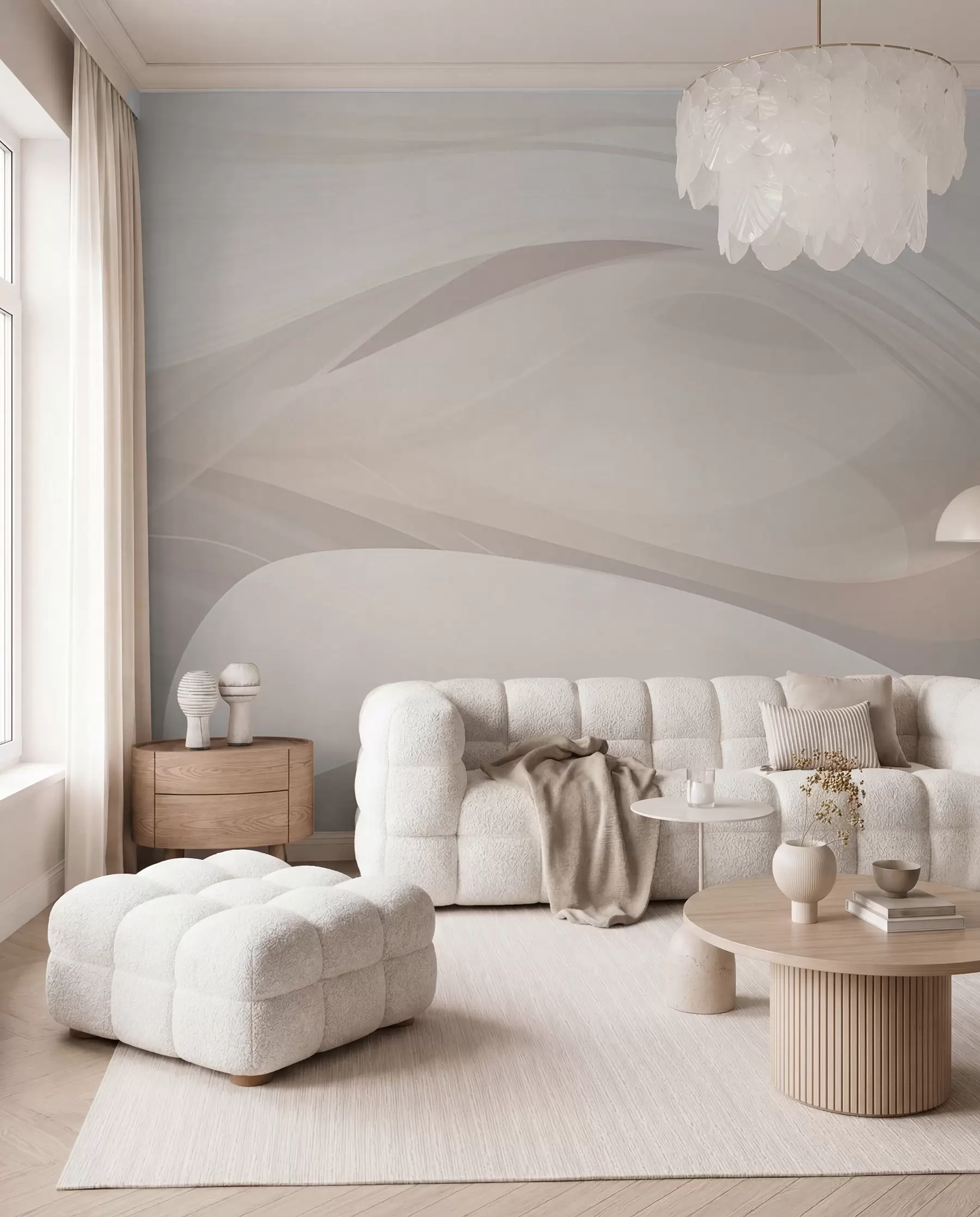 murales de pared Ondas abstractas en tonos claros w03236