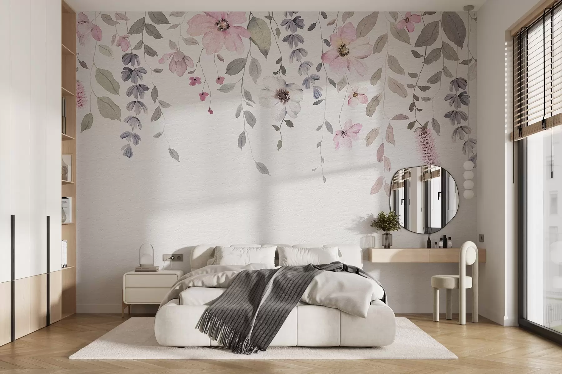 murales de pared Flores y hojas colgantes de acuarela w03315