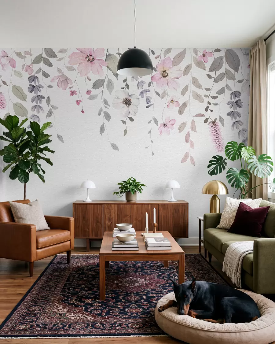 murales de pared Guirnaldas de flores rosas w03315