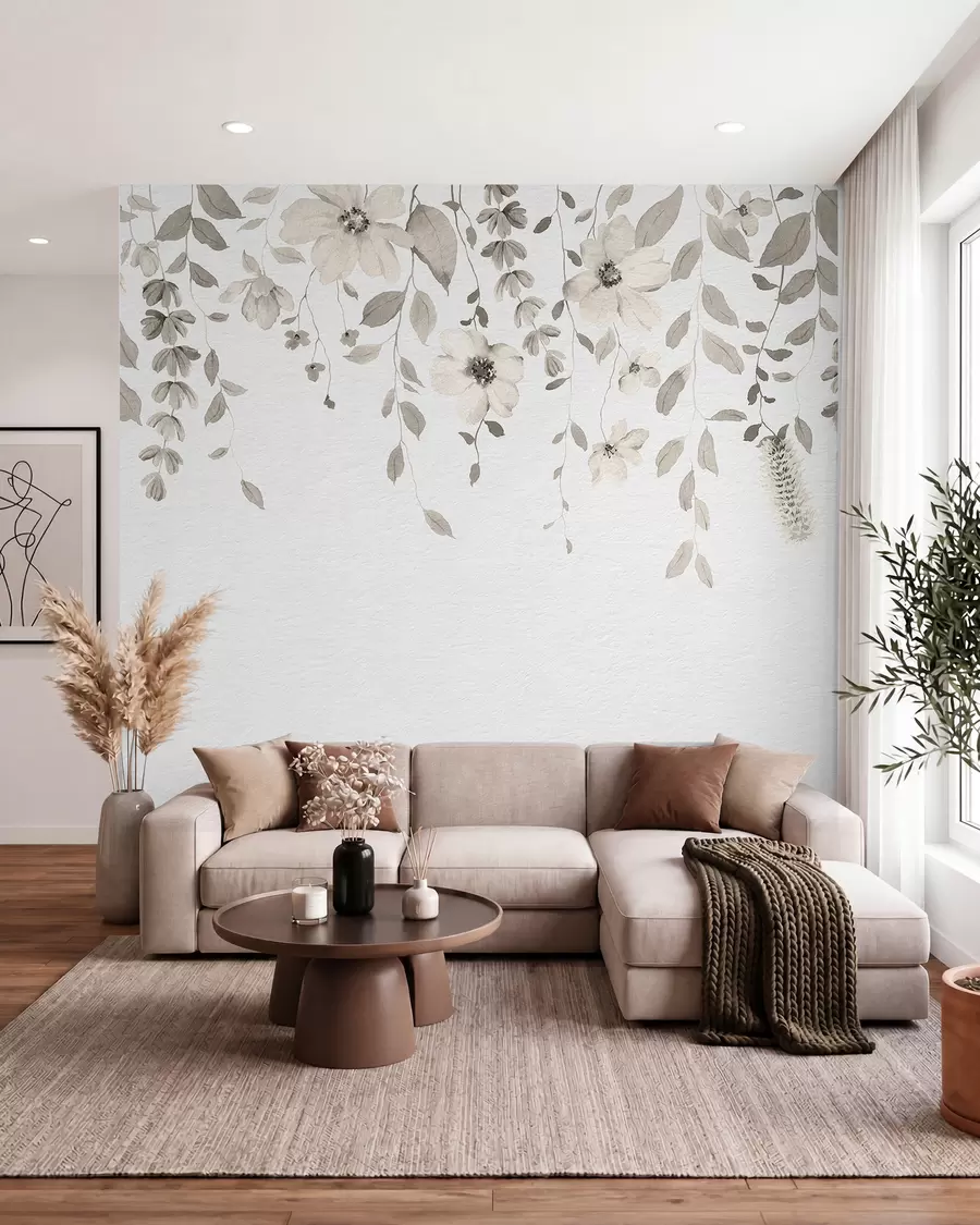 murales de pared Flores y hojas colgantes de acuarela w03315v1