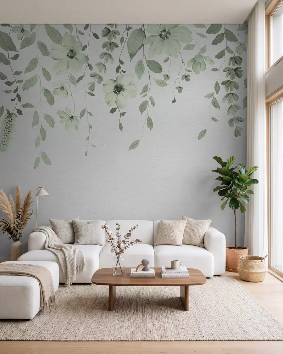 murales de pared Flores y hojas colgantes de acuarela w03315v2