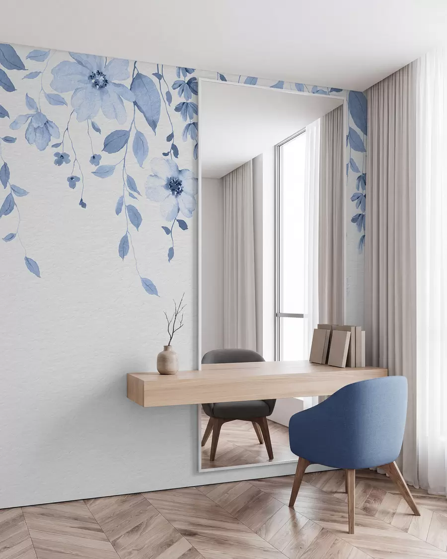 murales de pared Flores y hojas colgantes de acuarela w03315v3