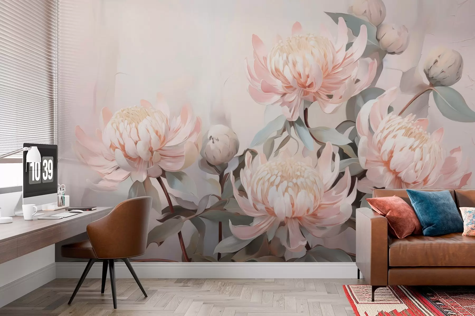 murales de pared Pintura imitación crisantemos w03356