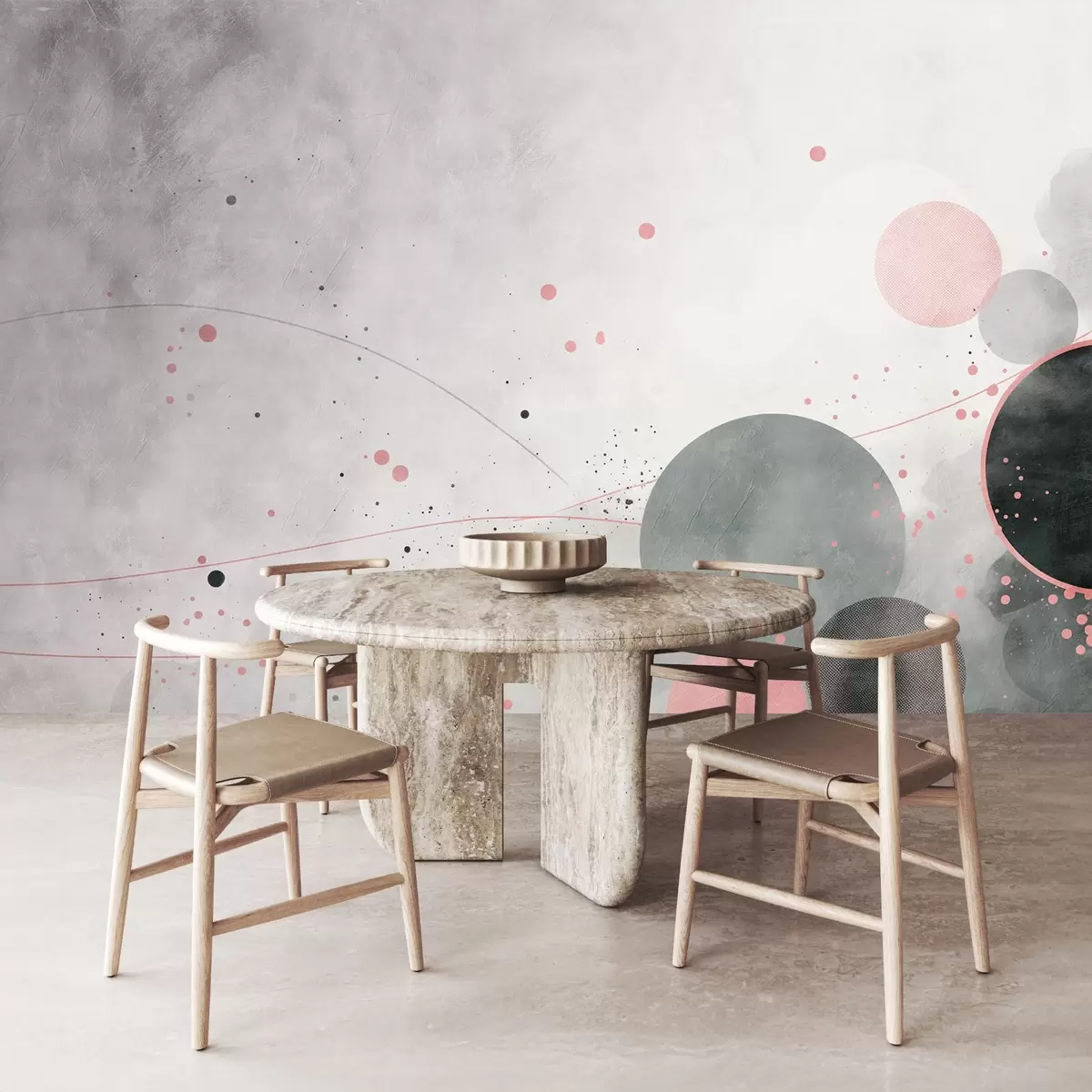 murales de pared Círculos y líneas sobre fondo envejecido w08904