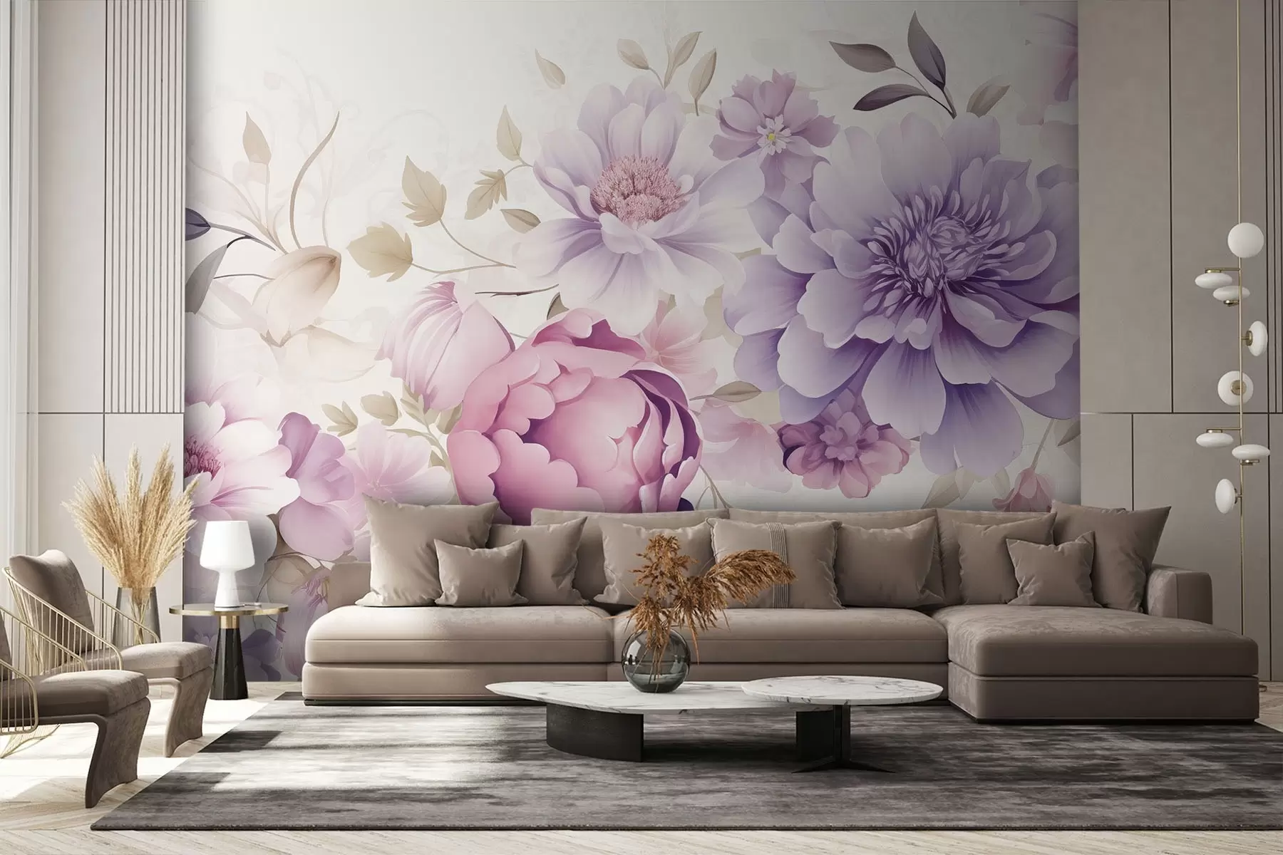 murales de pared Grandes flores rosas w08905