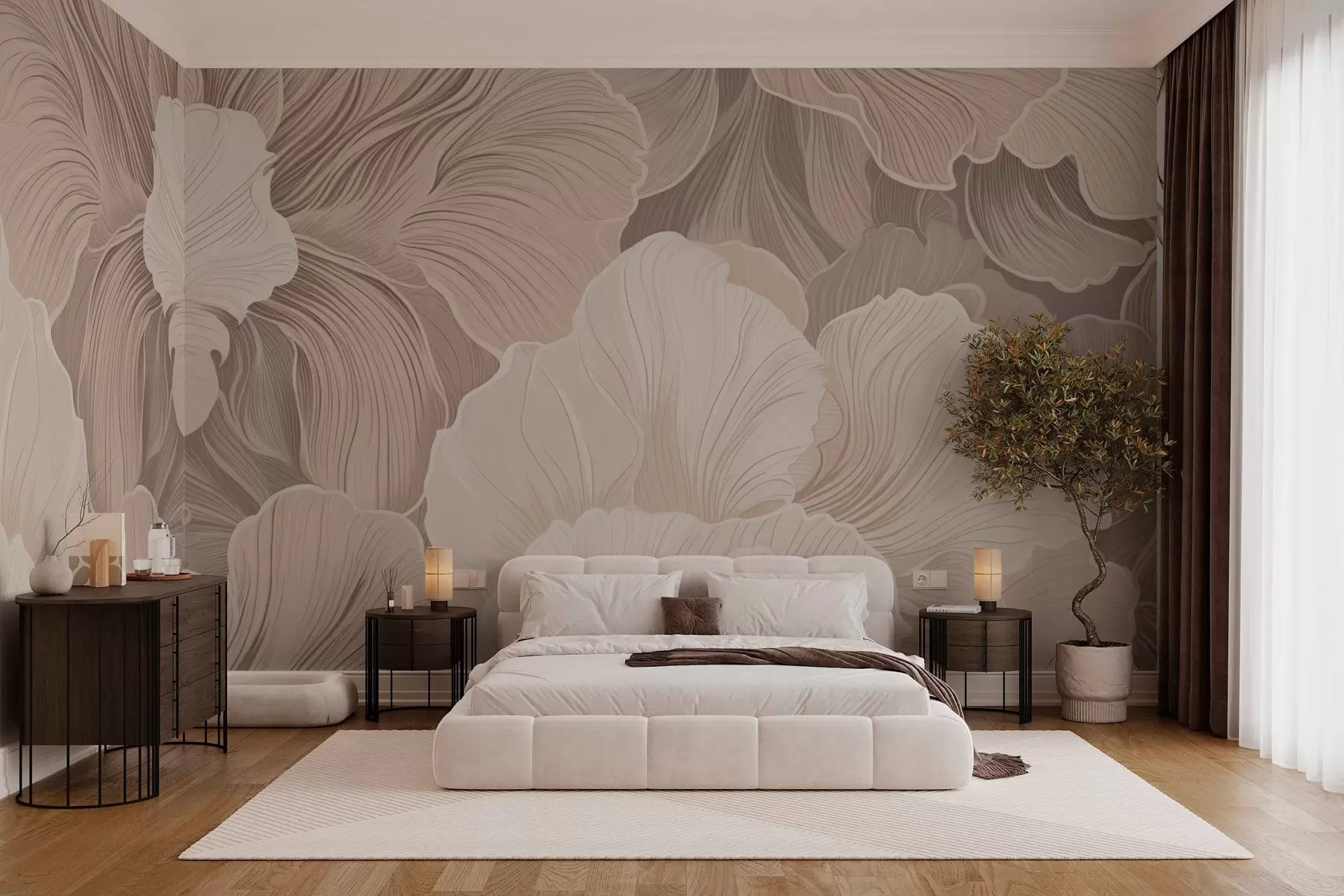 murales de pared Pétalos de flores delicadas de moda en colores pastel w03385