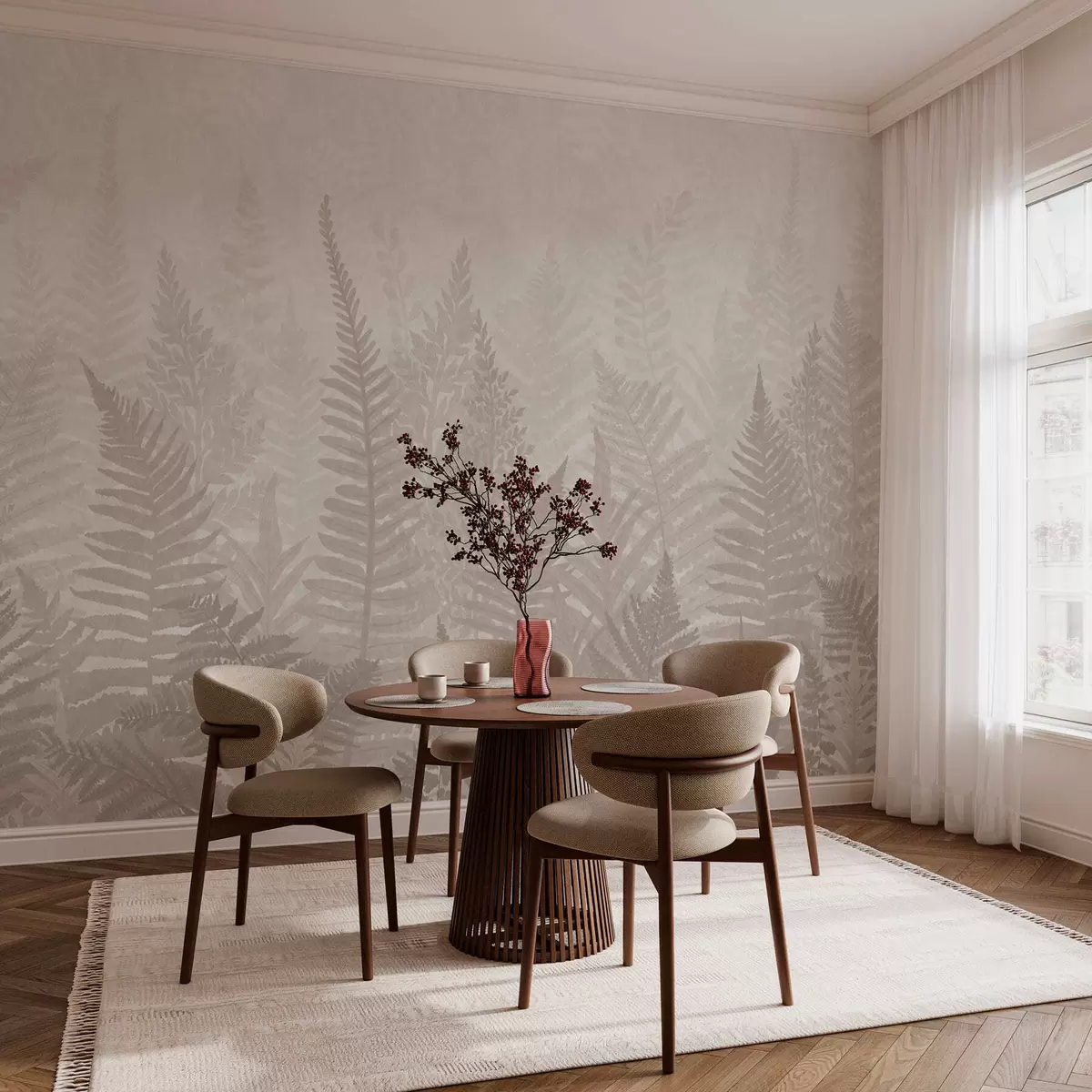 murales de pared Tendencia de las plantas de helecho w03402v1