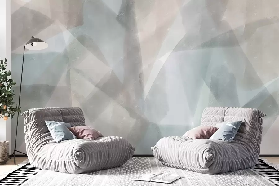 murales de pared Formas geométricas abstractas con efecto acuarela, suaves colores pastel w08919