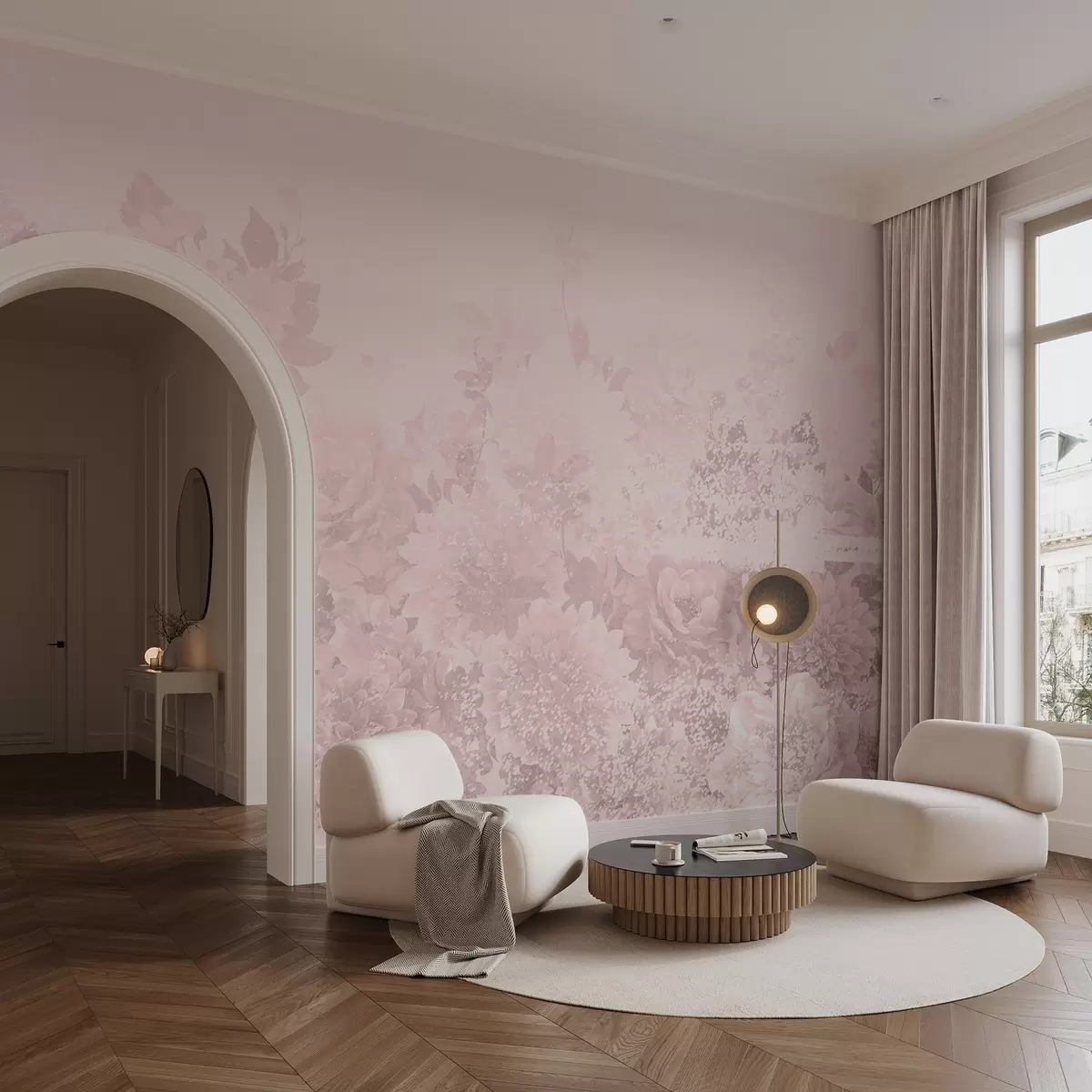 murales de pared Flores delicadas, monocolor y vintage w08925v3