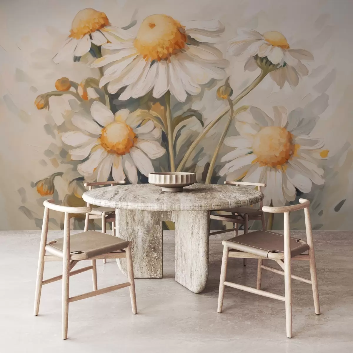 murales de pared Pintura imitación margaritas w03412