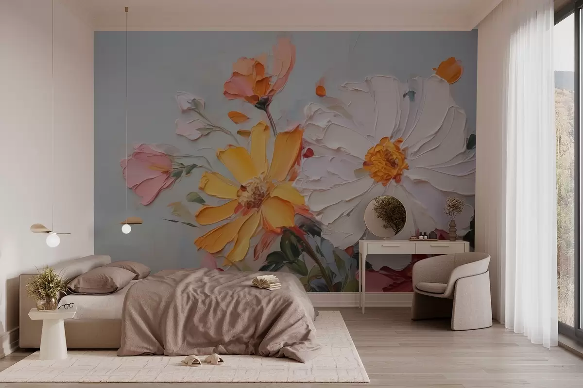 murales de pared Pintura imitación flores w03417