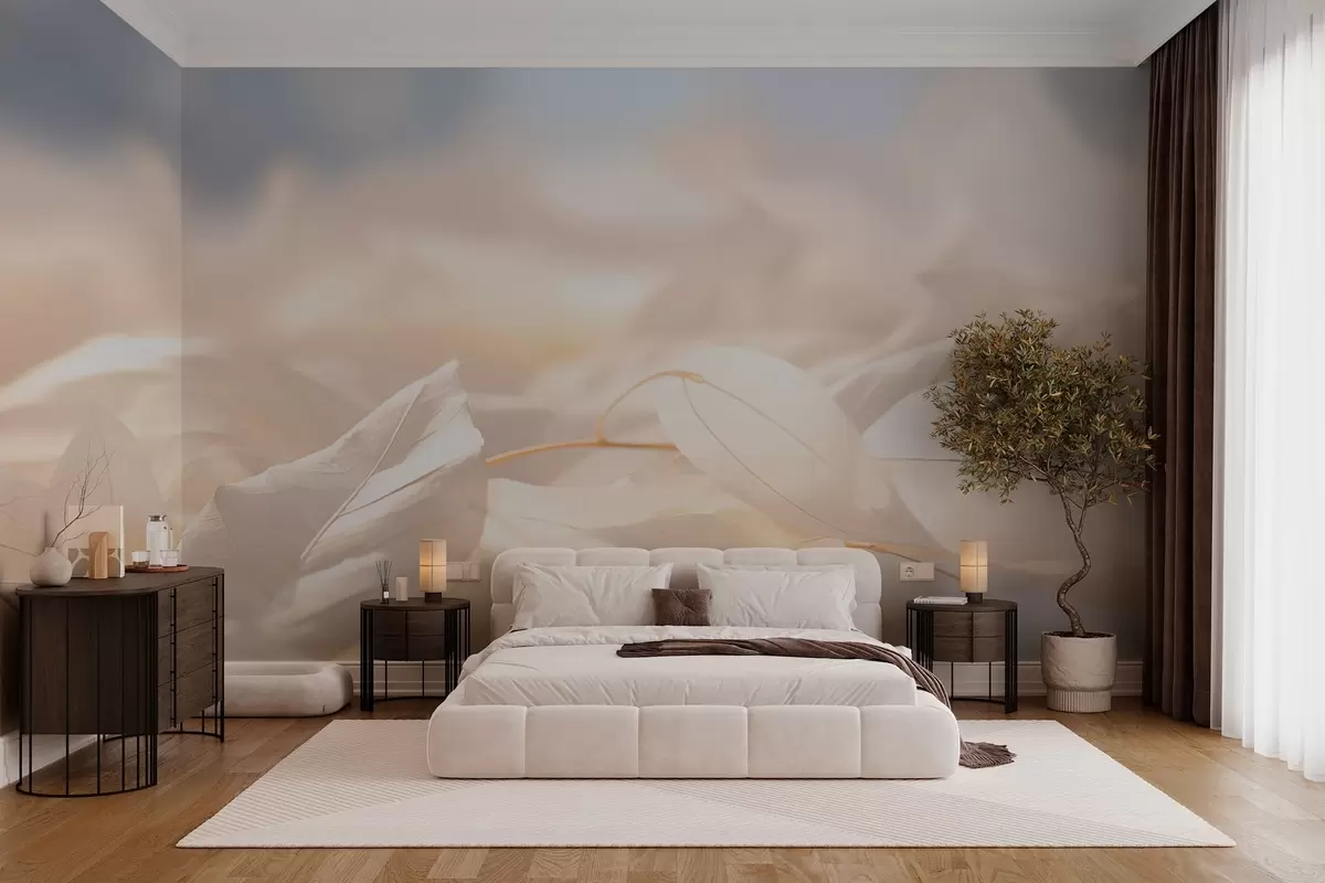 murales de pared Delicado follaje en colores pastel w03437