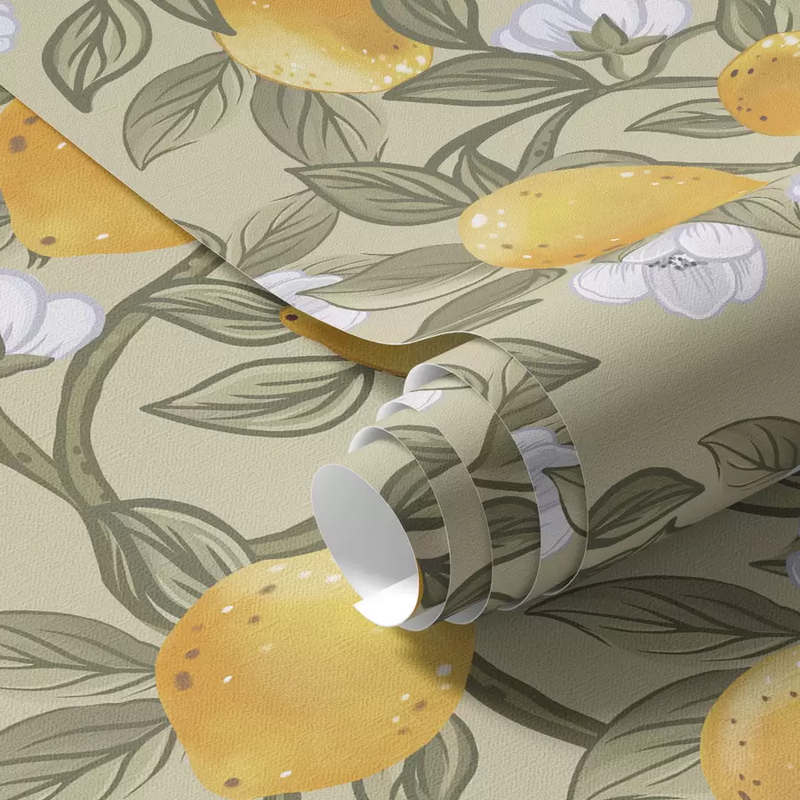 murales de pared Flores y limones amarillos a00023